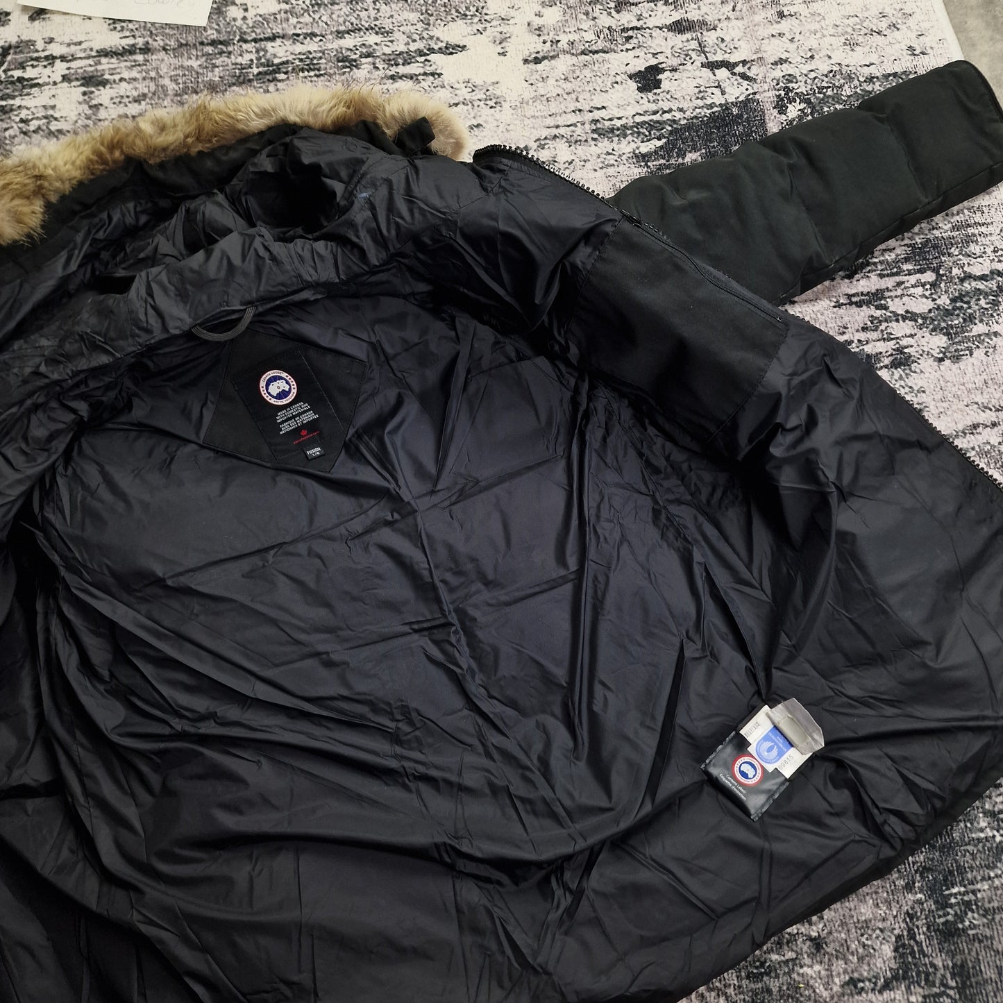 Canada Goose Carson Parka Black Men's Interior View Showing Full Inner Lining