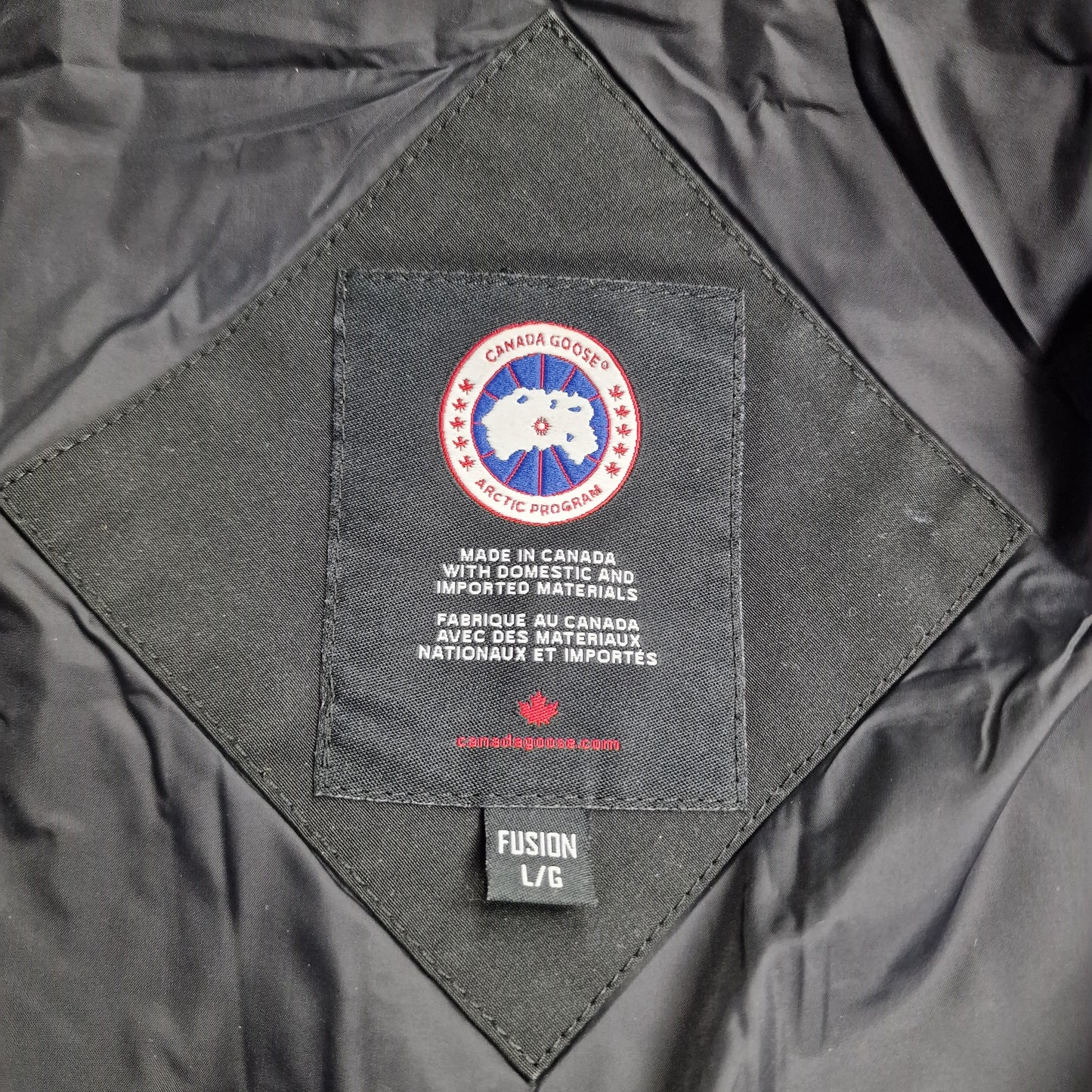 Canada Goose Carson Parka Neck Tag Close-Up Showing Size Label
