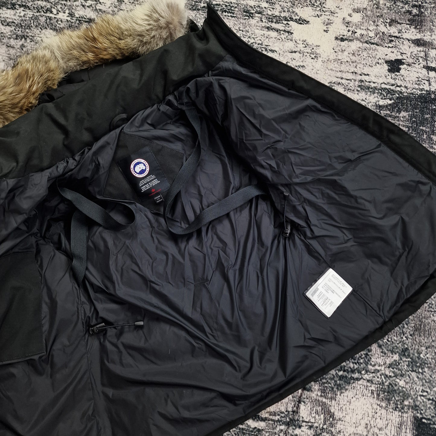 Canada Goose Chelsea Parka Black Women's Interior View Showing Full Inner Lining