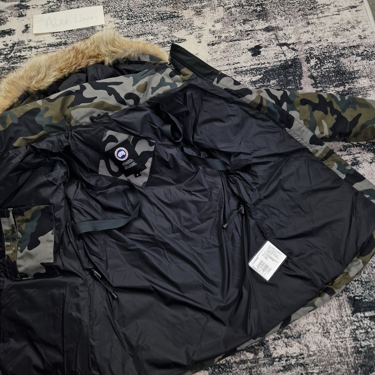 Canada Goose Chelsea Parka Heritage Classic Camo Women's Interior View Showing Full Inner Lining