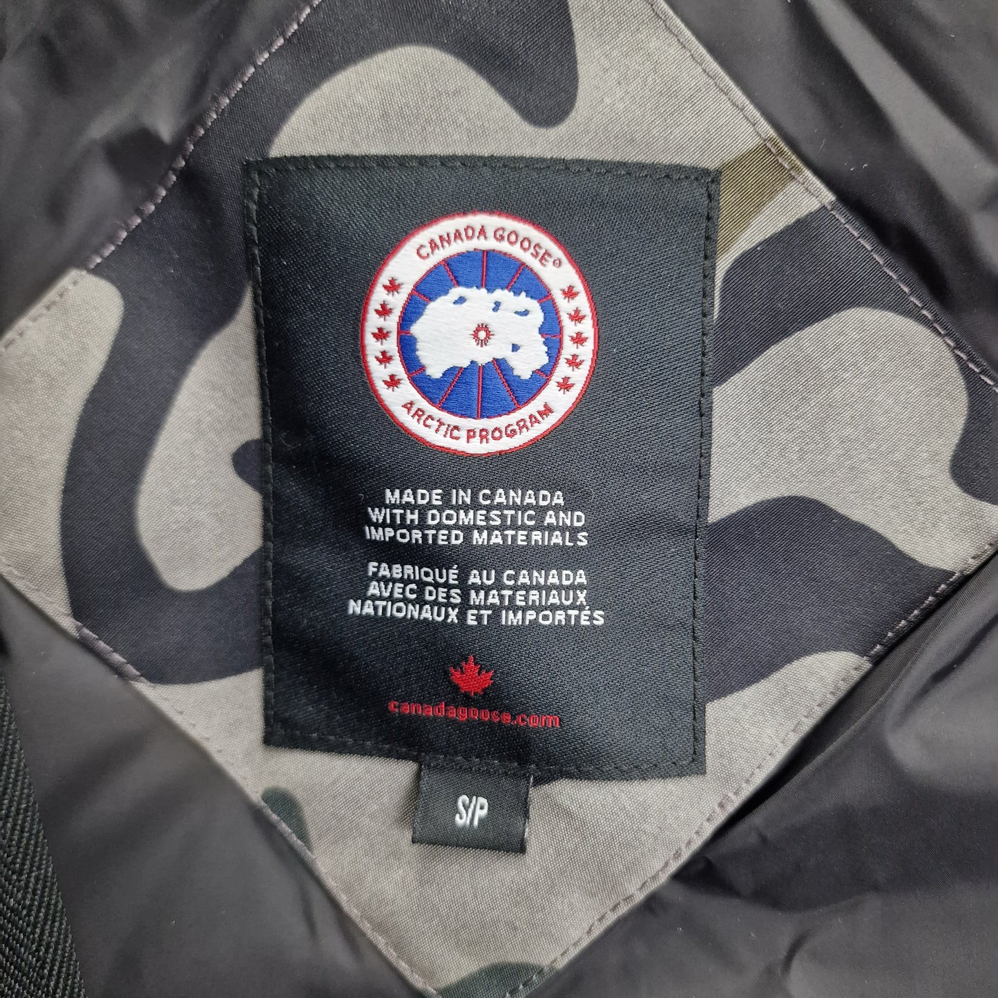 Canada Goose Chelsea Parka Heritage Neck Tag Close-Up Showing Size Label