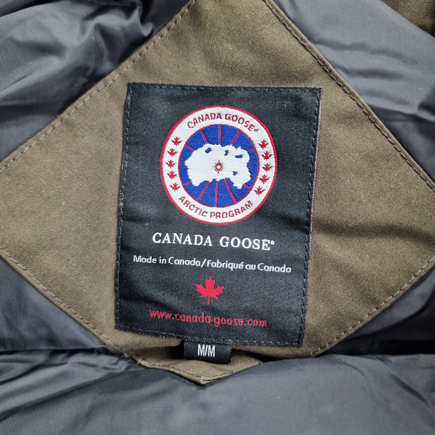 Canada Goose Hudson Vest Neck Tag Close-Up Showing Size Label