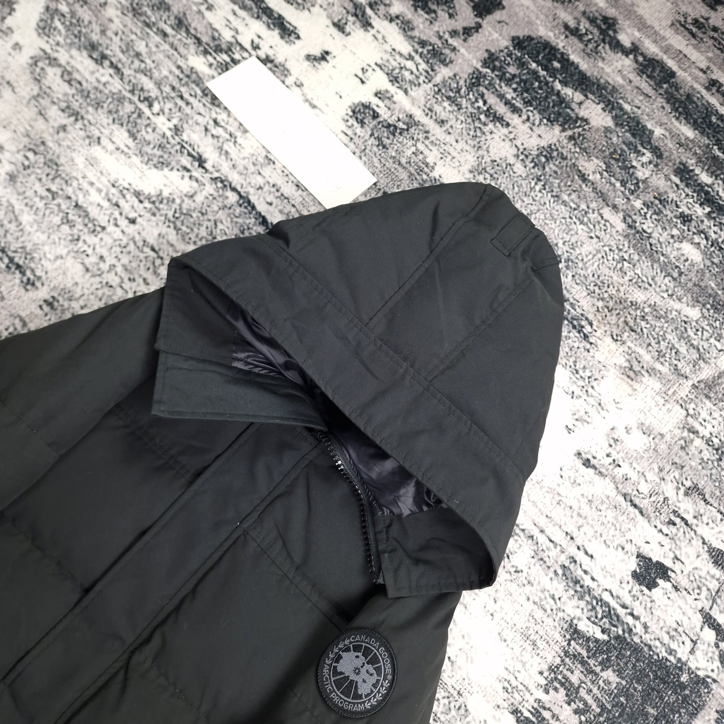 Canada Goose Macmillan Parka Black Label Black Men's Side View Showing Hood and Badge Detail