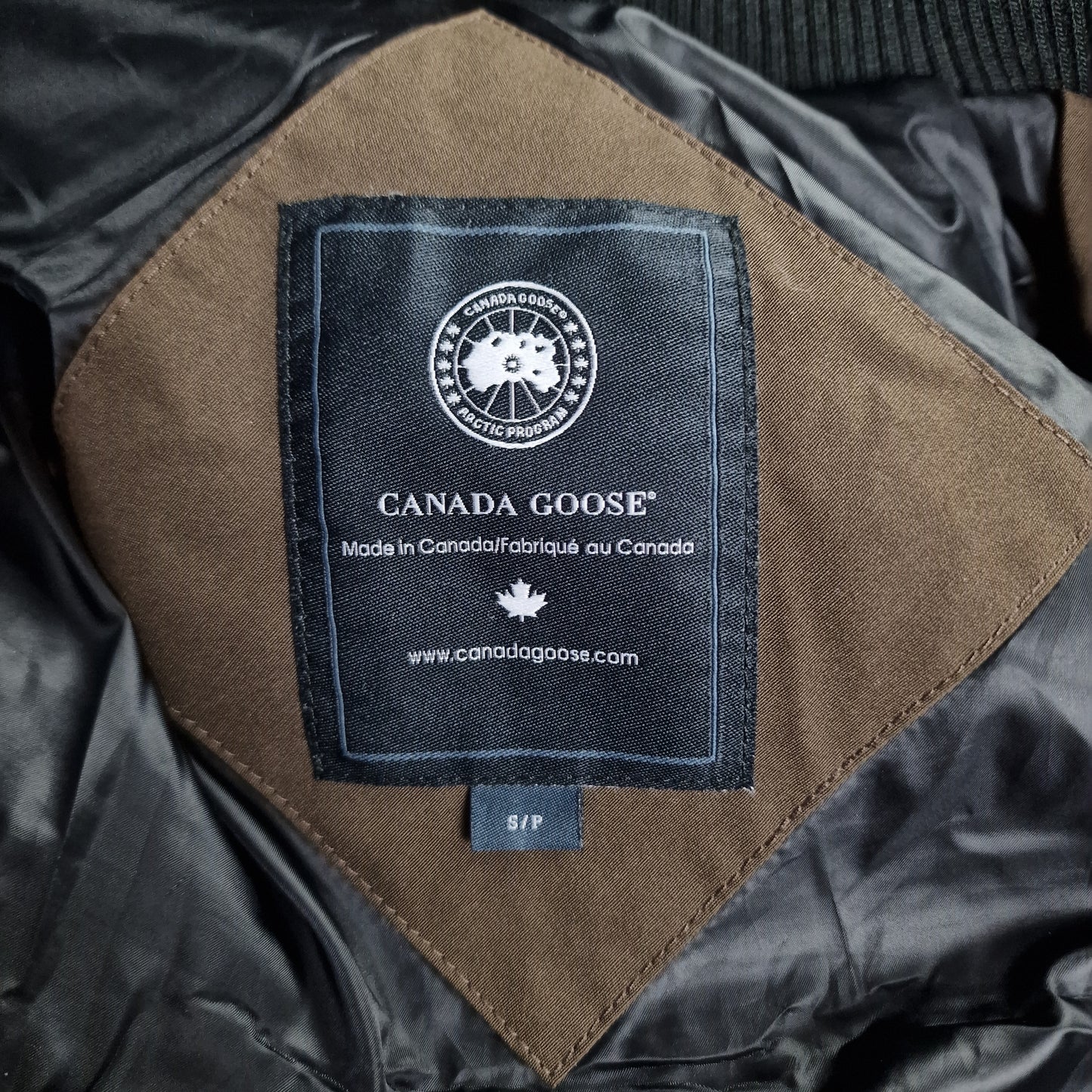 Canada Goose Maitland Parka Black Label Neck Tag Close-Up Showing Size Label