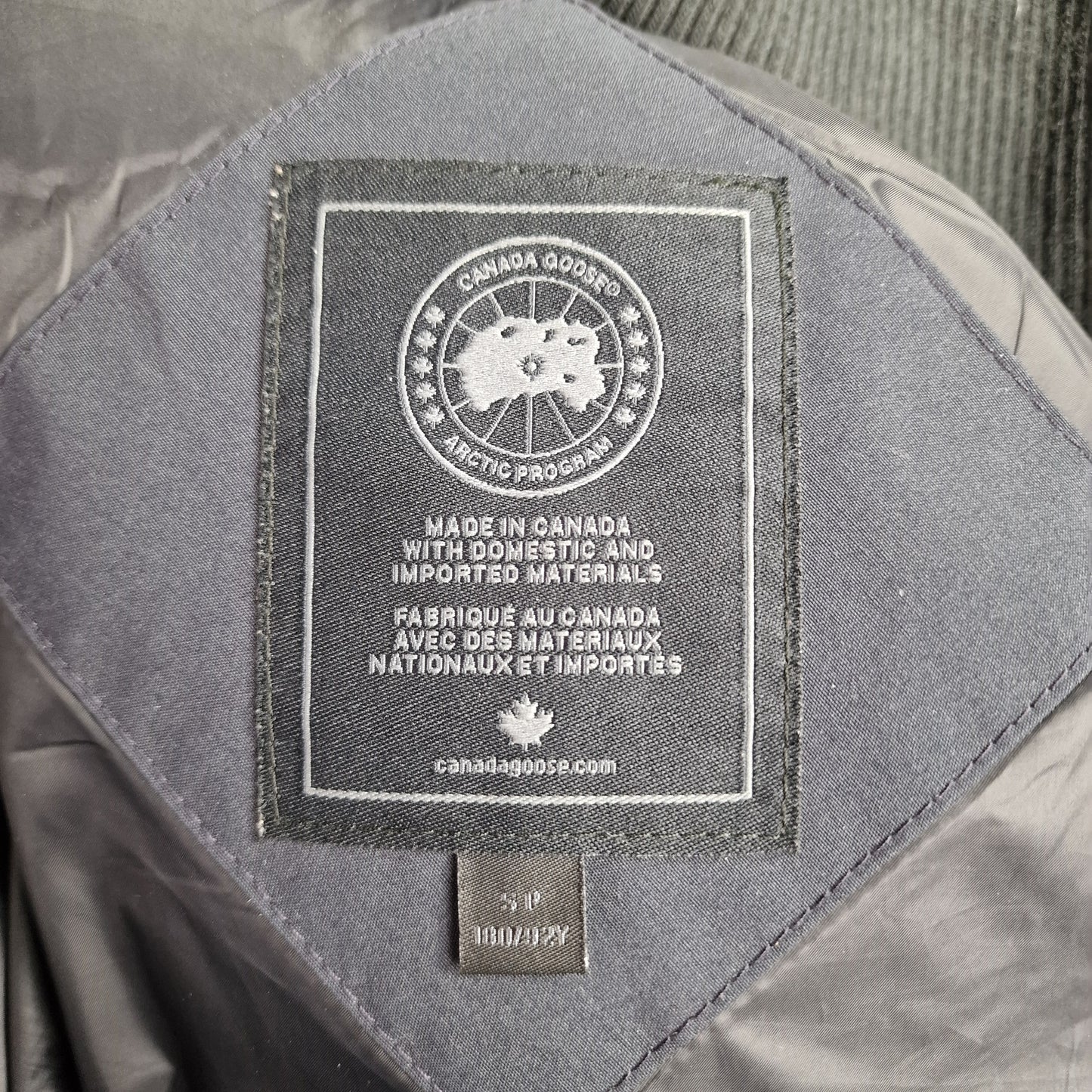 Canada Goose Maitland Parka Black Label Neck Tag Close-Up Showing Size Label