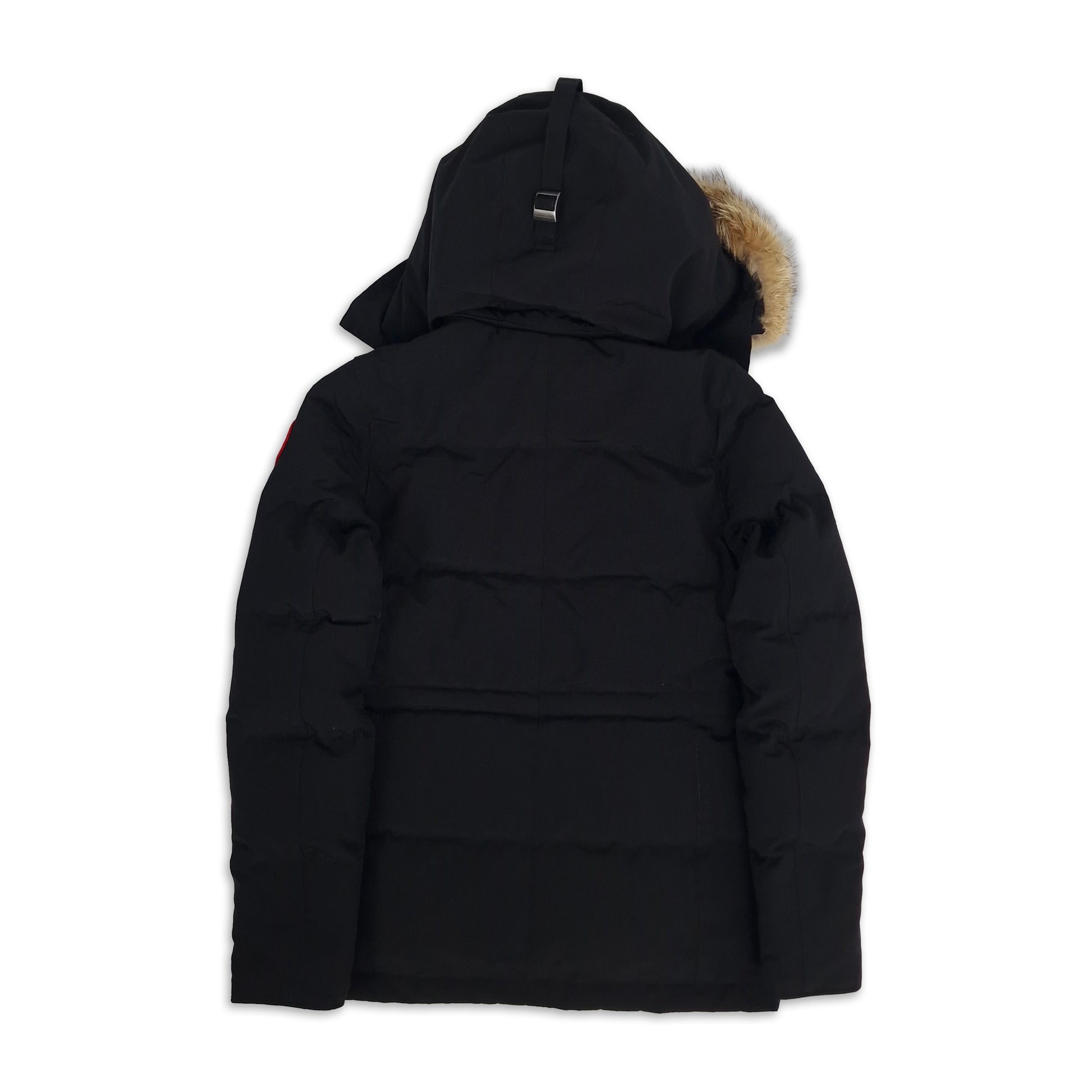 Canada Goose Chelsea Parka Black XS Women's back view. See the sleek silhouette and signature Arctic disc logo. Premium winter coat design. Shop authentic.