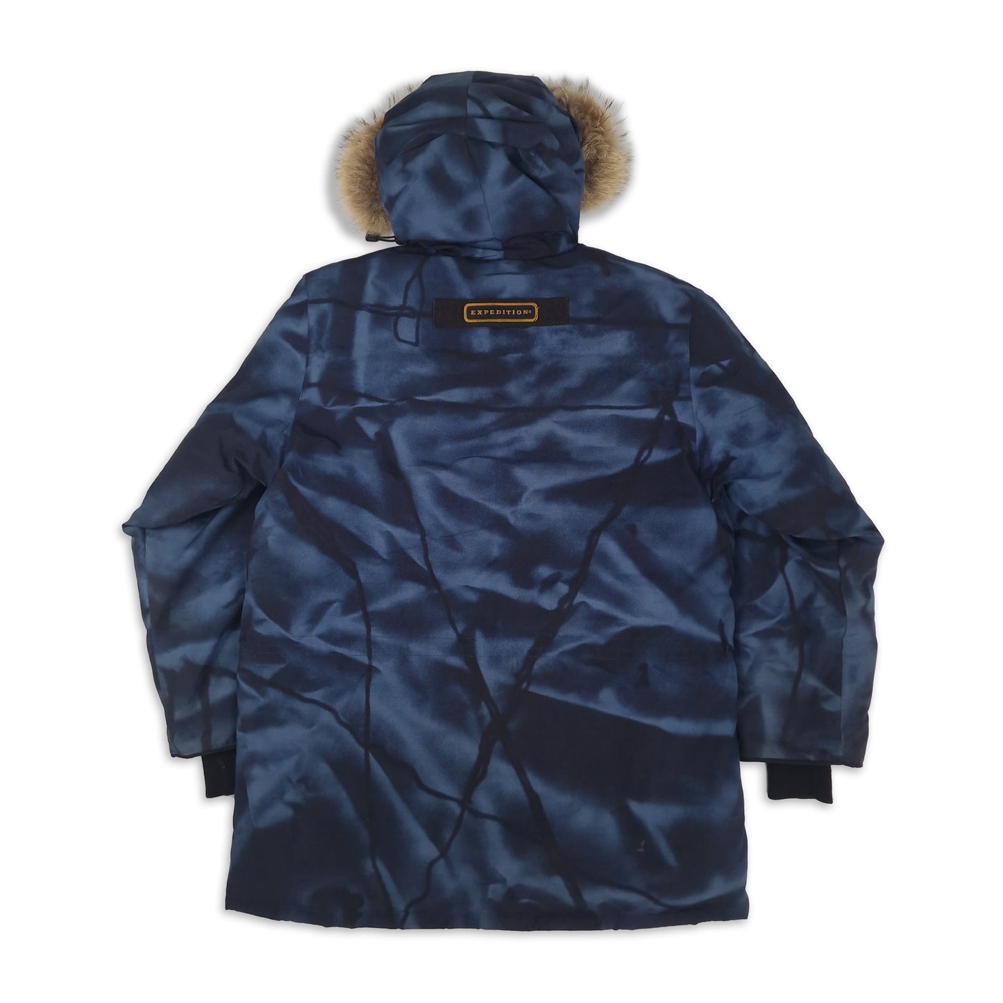 Expedition Parka Abstract Blue Camo back with logo