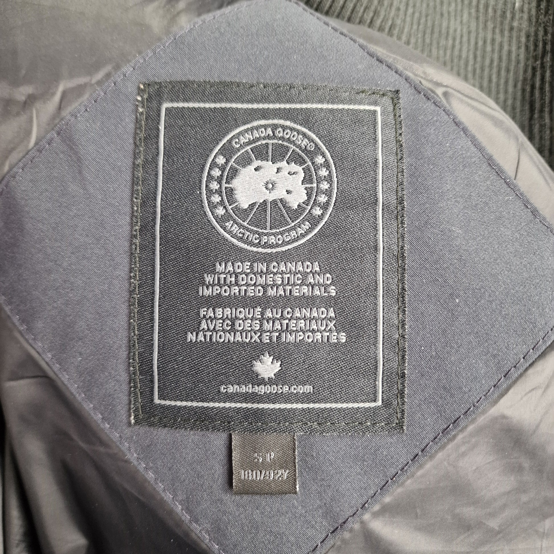 Canada Goose Maitland Parka Black Label Neck Tag Close-Up Showing Size Label